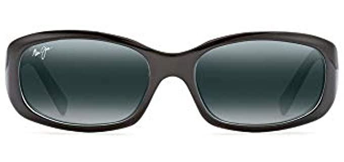 Maui Jim Women's Punchbowl Rectangular Sunglasses, Black With Blue/Neutral Grey Polarized, Small