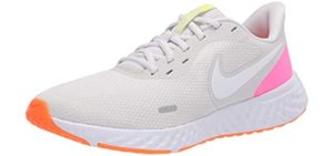 Nike Women's Revolution 5 Running Shoe, Platinum Tint/White-Pink Blast-Total Orange-Lemon Venom, 5 Regular US