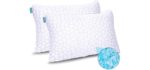 2-Pack Cooling Bed Pillows for Sleeping - Adjustable Gel Shredded Memory Foam Pillow - Hypoallergenic Bamboo Pillows for Side Back Sleepers + Washable Removable Cover Queen Size