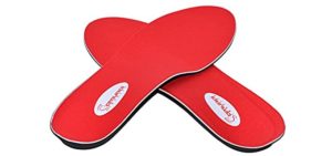 Samurai Insoles Plantar Fasciitis Arch Support Shoe Insoles, Men 10 to 10 ½, Women 12 to 12 ½, Red